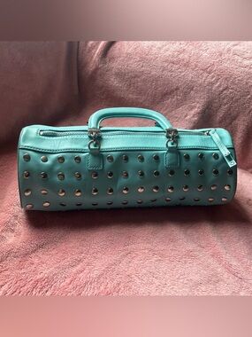 Y2K BCBGirls Studded Turquoise Mini Duffle Bag Silver Hardware